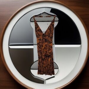 MARA HOFFMAN dress sundress spaghetti strap 100% silk geometric colorful M